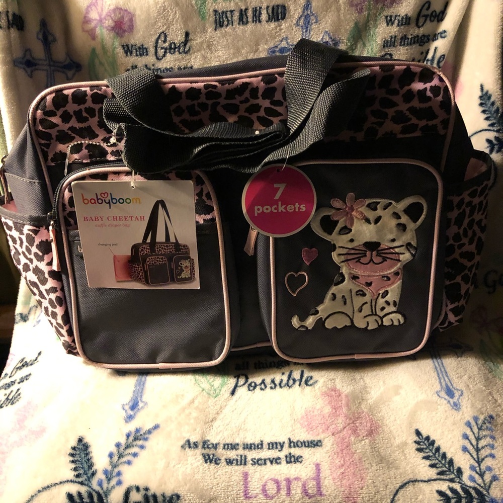 NWT “Babyboom” Cheetah Black & Pink Diaperbag